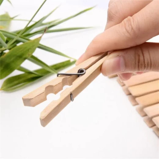 A&M Home Bamboo Clothes Pegs Pack of 20 Eco-Friendly Wooden Laundry Clips, Strong Grip, Durable & Reusable Clothespins for Indoor & Outdoor Drying - A&amp;m home - Image 4