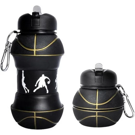 A&M home Basketball Water Bottle, BPA-Free Silicone, Basket Ball - A&amp;m home - Image 3