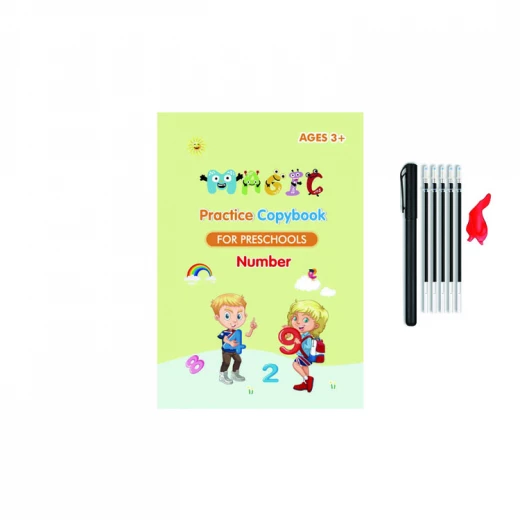 Sensoria Magic Practice Copybook Set (4 Books + 10 Refills + 1 Pen + 1 Grip) Reusable Number & Handwriting Tracing for Preschoolers - sensoria - Image 2