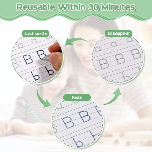 Sensoria Magic Practice Copybook Set (4 Books + 10 Refills + 1 Pen + 1 Grip) Reusable Number & Handwriting Tracing for Preschoolers - sensoria - Image 7