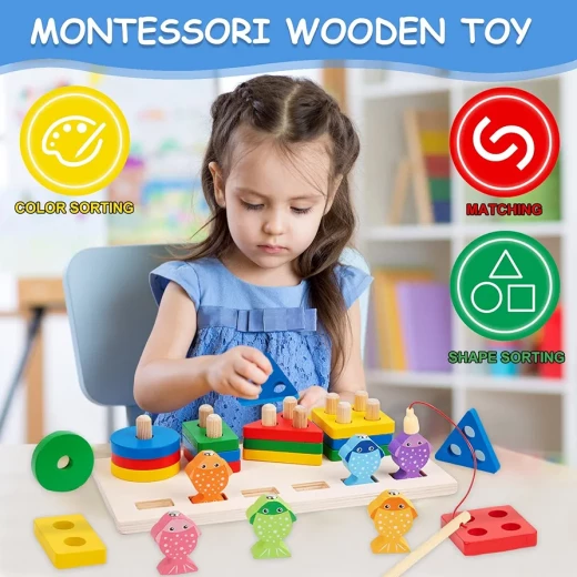 Sensoria Montessori 2-in-1 Magnetic Fishing & Stacking Wooden Toy - sensoria - Image 4