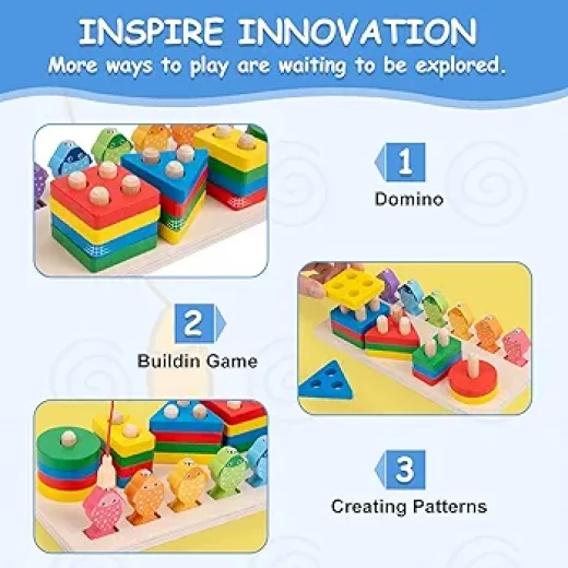 Sensoria Montessori 2-in-1 Magnetic Fishing & Stacking Wooden Toy - sensoria - Image 5