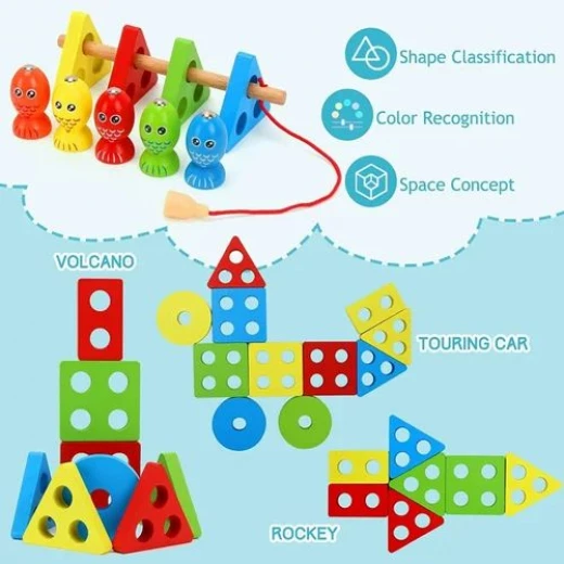 Sensoria Montessori 2-in-1 Magnetic Fishing & Stacking Wooden Toy - sensoria - Image 7