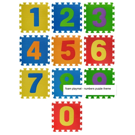 أرضية فوم بازل أرقام إنجليزية للأطفال (0-9) عشر قطع ألوان مختلفة-كل قطعة حجمها 30*30 سم - سنسوريا - Image 6