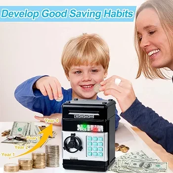 Sensoria Electronic Piggy Bank – Kids Mini ATM Money Saving Bank with Password Lock  - sensoria - Image 3