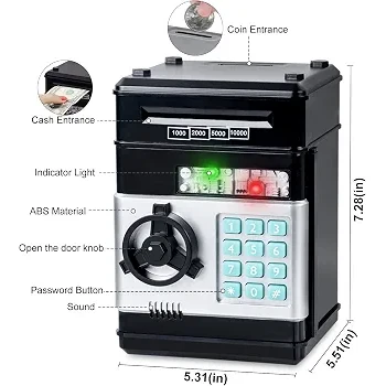 Sensoria Electronic Piggy Bank – Kids Mini ATM Money Saving Bank with Password Lock  - sensoria - Image 4