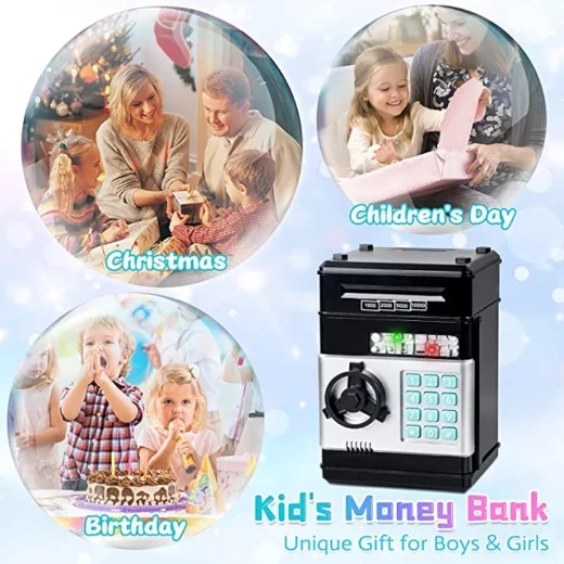 Sensoria Electronic Piggy Bank – Kids Mini ATM Money Saving Bank with Password Lock  - sensoria - Image 5
