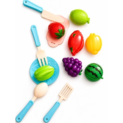 Sensoria , Fine Motor Skills Development Set [Stacking Rings Game, 8 Plastic Balls, and Fruit or Vegetable Cutting Game] - sensoria - Image 4