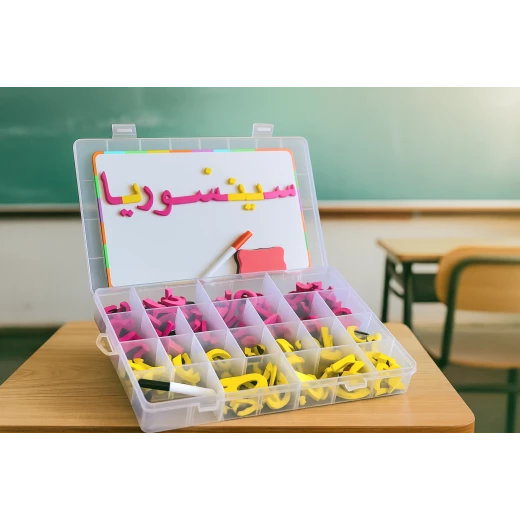 حروف مغناطيسية عربية – 230 قطعة من الفوم الملون الأحمر والأخضر مع علبة تخزين، سبورة مزدوجة الوجه، قلمين ماركر، وممحاة – حروف مغناطيسية عربية – 230 قطعة من الفوم الملون الأحمر والأخضر مع علبة تخزين، سبورة مزدوجة الوجه، قلمين ماركر، وممحاة –