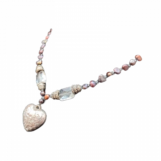 سنسال رقبة معتق من الفضة واللولو الطبيعي - Image 2