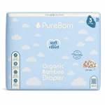 Pure Born Organic Nappy Size 3, Cheetah Print, 5.5-8 Kg, 56 Nappies, 2-8 Months - PureBorn