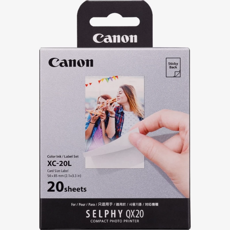 مجموعة حبر وورق الصور الفورية Canon XC-20L مقاس 54x85 مم - جودة عالية، ألوان زاهية تدوم طويلاً - متوافقة مع طابعات Canon - تحتوي على 20 ورقة لطباعة صور واضحة ونقية، مثالية للاستخدام اليومي والمناسبات الخاصة - كانون