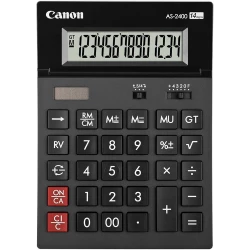 آلة حاسبة مكتبية كانون AS-2400 HB EMEA، 12 رقمًا، شاشة LCD كبيرة قابلة للإمالة، تعمل بالطاقة الشمسية والبطارية، GT، هامش الربح/الخسارة، تصميم صديق للبيئة