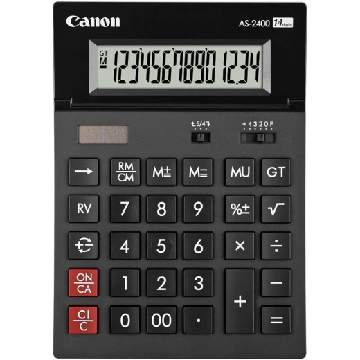 آلة حاسبة مكتبية كانون AS-2400 HB EMEA، 12 رقمًا، شاشة LCD كبيرة قابلة للإمالة، تعمل بالطاقة الشمسية والبطارية، GT، هامش الربح/الخسارة، تصميم صديق للبيئة آلة حاسبة مكتبية كانون AS-2400 HB EMEA، 12 رقمًا، شاشة LCD كبيرة قابلة للإمالة، تعمل بالطاقة الشمسية والبطارية، GT، هامش الربح/الخسارة، تصميم صديق للبيئة