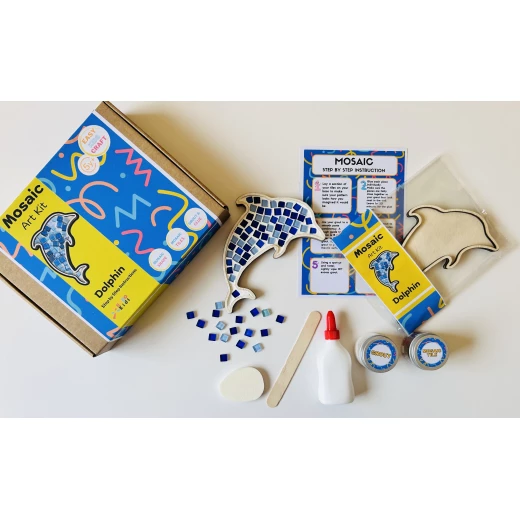 HelloKids Mosaic Art Kit, Dolphin Shaped - HelloKids - Image 2
