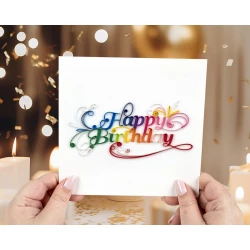 بطاقة تهنئة ثلاثية الأبعاد بتقنية لف الورق - تصميم حروف "عيد ميلاد سعيد"، بطاقة فنية مصنوعة يدويًا من الورق، بطاقة تهنئة ملونة بتقنية لف الورق للنساء والرجال والأطفال، بطاقة هدية فريدة للاحتفالات الخاصة