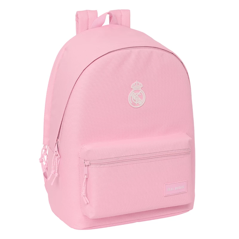 Safta Real Madrid Chica Rosa Double Backpack for 15.6" Laptop + USB – Stylish and durable backpack with padded laptop compartment, USB charging port, spacious double storage, comfortable straps, ideal for school, travel, and daily use. - safta