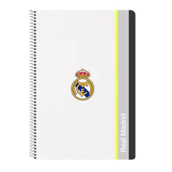 دفتر فوليو 80 ورقة غلاف قاسي ريال مدريد 25/26 – تصميم رسمي، غلاف متين، 80 صفحة، حجم كبير، مناسب للمدرسة والكتابة اليومية من براند safta.