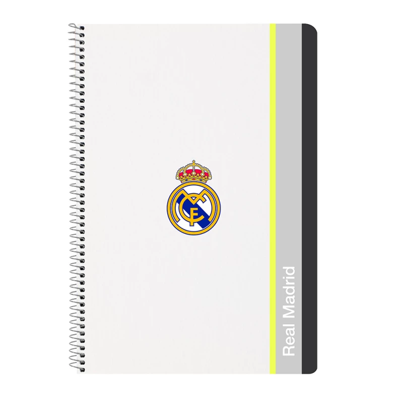 Safta Real Madrid 25/26 Hardcover Folio Notebook 80 Sheets – Large format notebook with durable hardcover, 80 pages, official Real Madrid design, ideal for school, notes, and writing. - safta