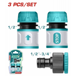 Total 3 Pcs Hose Quick Connectors Set 1/2