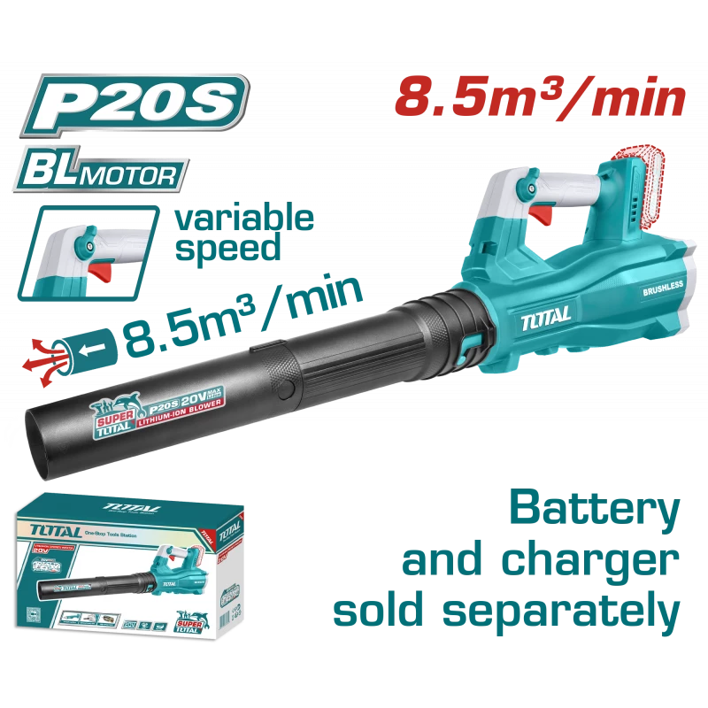 Total Cordless Blower Brushless 20V / 8.5m³ Battery and Charger Sold Separately - TABLI20428 - Total