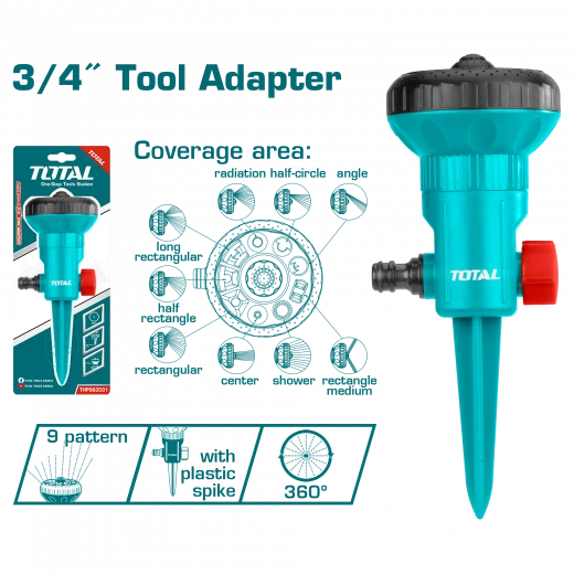 Total Plastic Sprinkler 9 Spray Patterns - THPS62031 Total Plastic Sprinkler 9 Spray Patterns - THPS62031