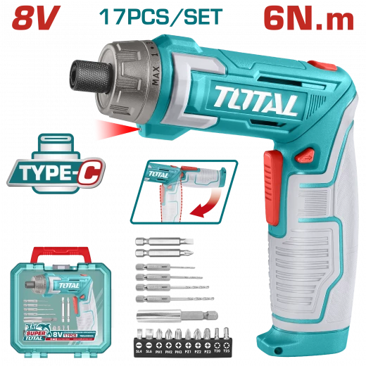 Total Li-Ion Cordless Screwdriver 8V (Internal Battery Included) - TSDLI08025 Total Li-Ion Cordless Screwdriver 8V (Internal Battery Included) - TSDLI08025