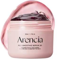 Arencia Overnight Red Smoothie Face Serum, Glowing & Soothing With 30% Red Collagen, Niacinamide, Peptide, Vitamin E