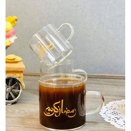 Ramadan Kareem Gold Print Glass Cups Set of 4 - Generic/unbranded - Image 2