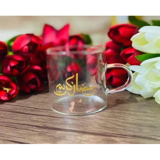 Ramadan Kareem Gold Print Glass Cups Set of 4 - Generic/unbranded - Image 3