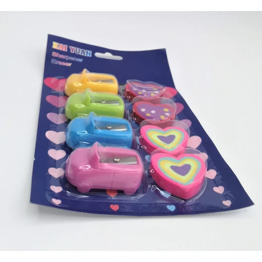Cute Car Sharpener and Heart Eraser Set 8 Pcs - Generic/unbranded - Image 5