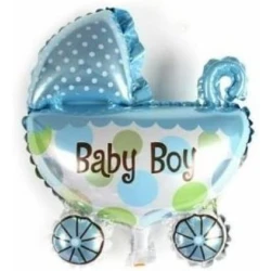 Newborn Baby Boy Blue Pram Cradle-Shaped Foil Balloon