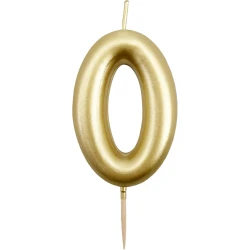 Gold Number 0 Birthday Cake Candle