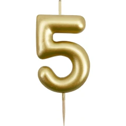 Gold Number 5 Birthday Cake Candle