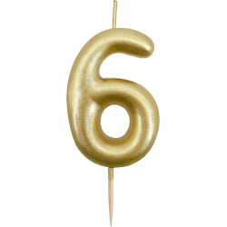 Gold Number 6 Birthday Cake Candle
