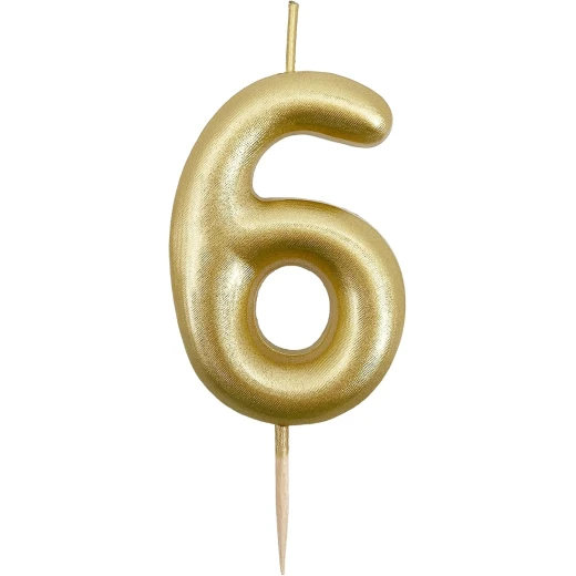 شمعة رقم 6 ذهبية لكيكة عيد الميلاد شمعة رقم 6 ذهبية لكيكة عيد الميلاد