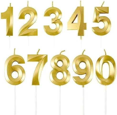 شمعة رقم 6 ذهبية لكيكة عيد الميلاد - عام / بدون علامة تجارية - Image 5