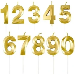 Gold Number 8 Birthday Cake Candle