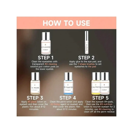 Keratin Lash Lift Kit Eyelash Perm and Brow Lamination Set for Home and Salon - Generic/unbranded - Image 5