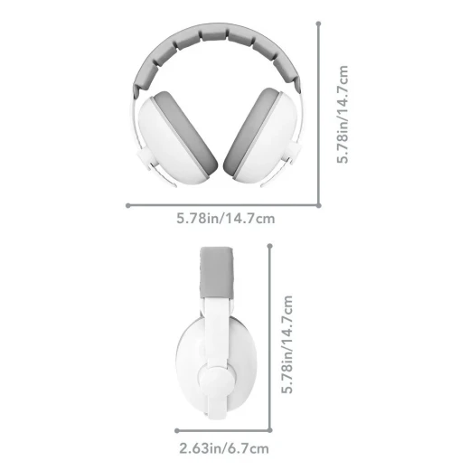 Baby & Toddler Noise Reduction Ear Protection Earmuffs – Comfortable Headphones for Sleep & Travel – white  - Image 4