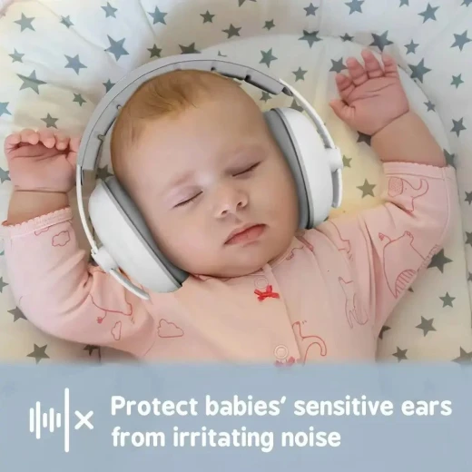 Baby & Toddler Noise Reduction Ear Protection Earmuffs – Comfortable Headphones for Sleep & Travel – white  - Image 7