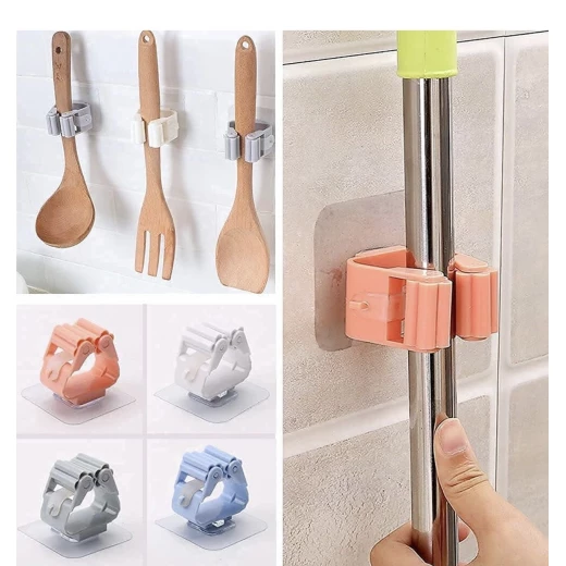 assortment color 2pcs Self Adhesive Mop & Broom Holder   - Image 5