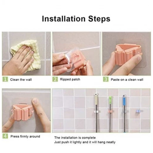 assortment color 2pcs Self Adhesive Mop & Broom Holder   - Image 7