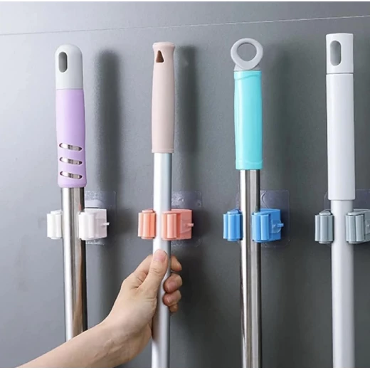 assortment color 2pcs Self Adhesive Mop & Broom Holder   - Image 9