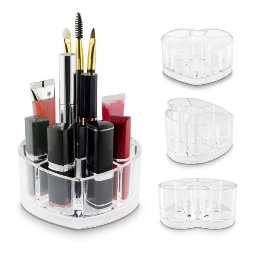 Heart-Shaped Clear Acrylic Makeup Organizer Heart-Shaped Clear Acrylic Makeup Organizer