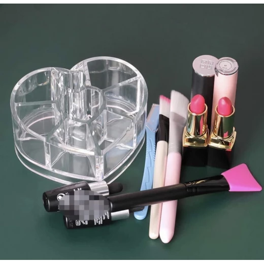 Heart-Shaped Clear Acrylic Makeup Organizer - Image 3