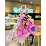 3 Mini Pink Dumbbell Keychain