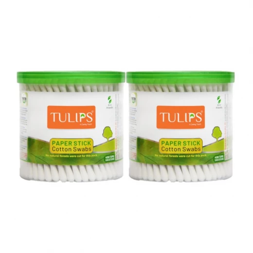 Tulips Paper Stick Cotton Buds 2x200pcs, Soft and Gentle Paper Stem Cotton Swabs, Eco-Friendly Double Pack for Daily Personal Care and Hygiene Tulips Paper Stick Cotton Buds 2x200pcs, Soft and Gentle Paper Stem Cotton Swabs, Eco-Friendly Double Pack for Daily Personal Care and Hygiene