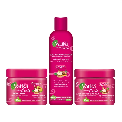 Vatika Curls Package – Activator Cream, Leave-In Cream, Hair Cream