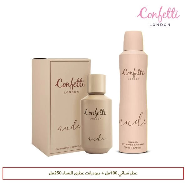 كونفيتي لندن نود ماء عطر (Eau de Parfum) | عطر زهري فاكهي خشبي | نفحات عليا من الخوخ والليمون والشيح | قلب زهري من السوسن والورد والفريزيا | قاعدة من خشب الصندل والمسك والفانيليا | عطر نسائي أنيق وحسي - كونفيتي